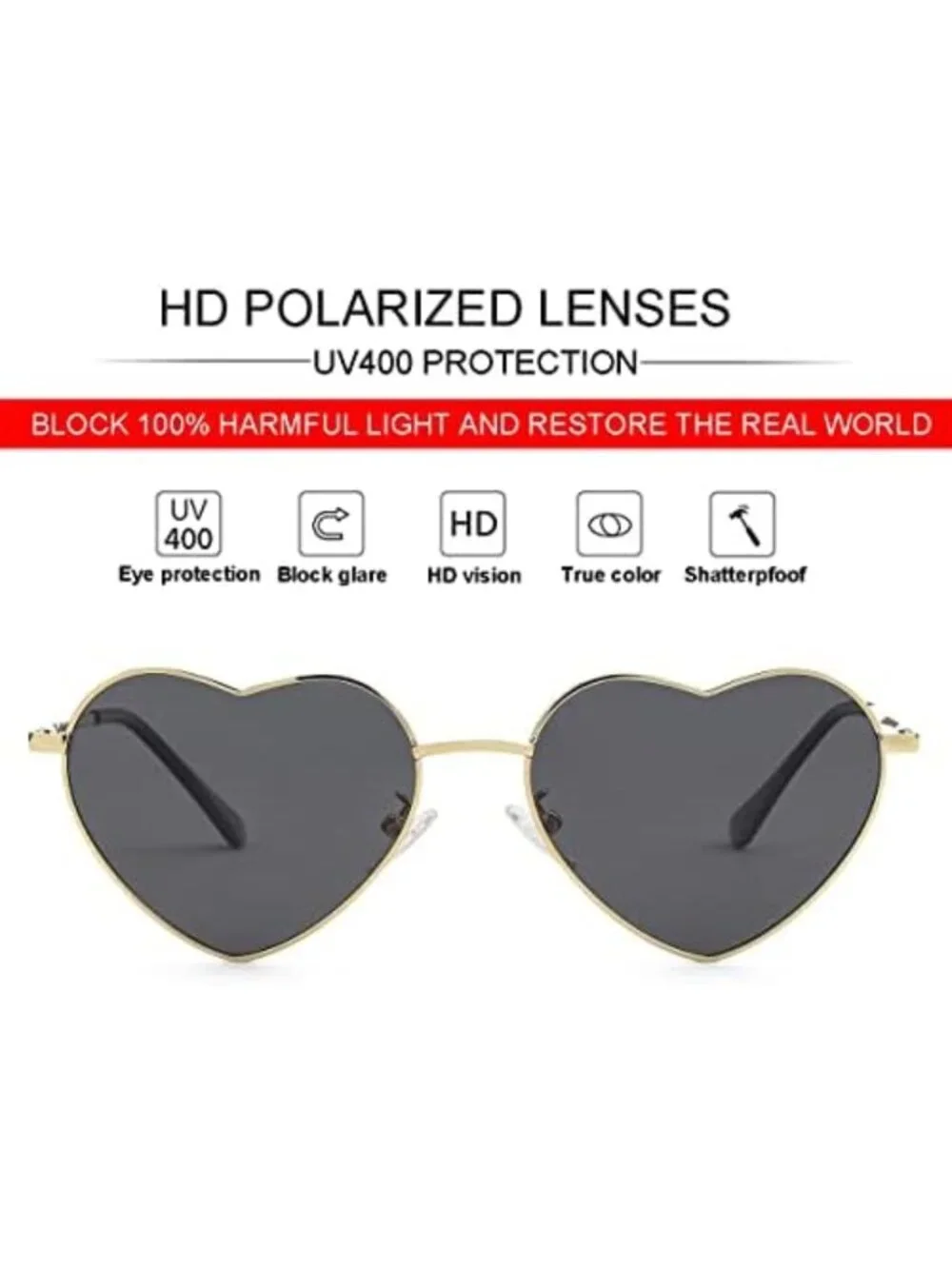 Chic Polarized Heart Sunglasses for Women | Trendy Fashion Accessory